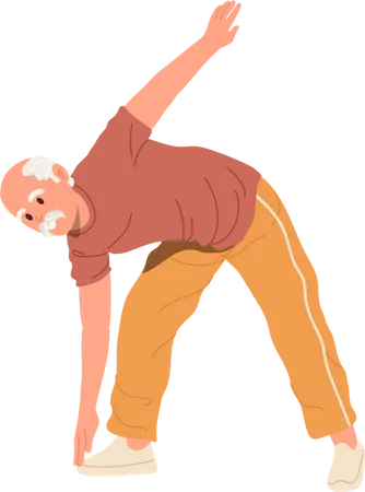 Old man doing morning physical exercise  Illustration