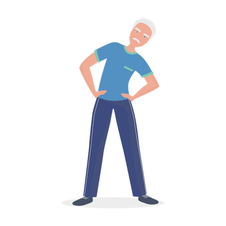 Old man doing workout  Illustration