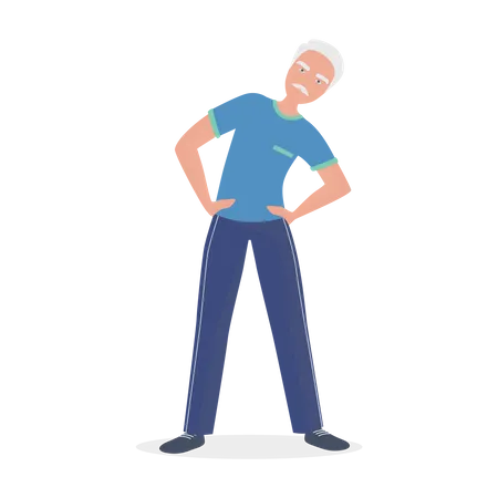 Old man doing workout  Illustration