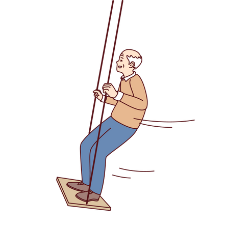 Old man enjoying swing  イラスト