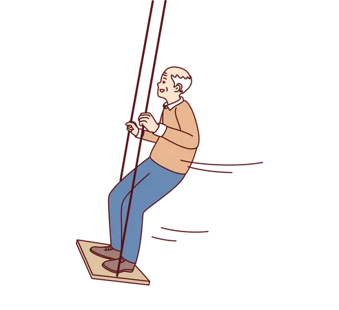 Old man enjoying swing  Illustration