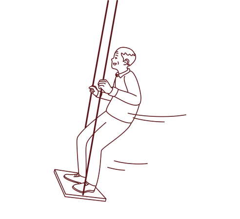 Old man enjoying swing  Illustration