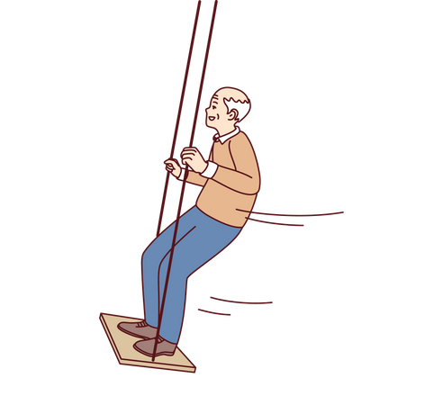 Old man enjoying swing  Illustration