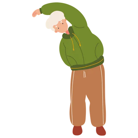 Old Man Exercise Vector Illustration In Flat Color Design Illustration