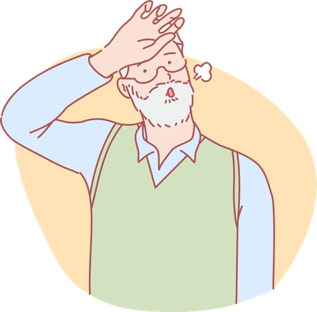 Old man feeling tired  Illustration
