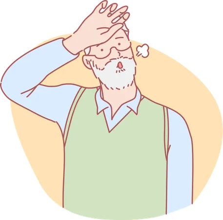 Old man feeling tired  Illustration