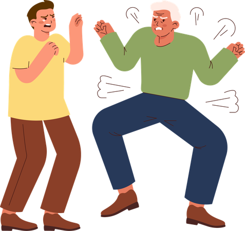 Old man gets angry on young man due to remembrance issues  Illustration