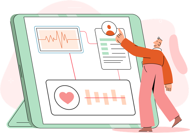 Old man getting online medical consultation  Illustration