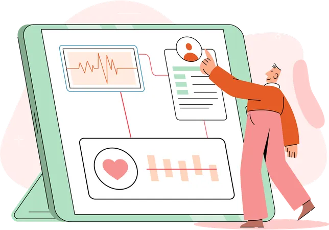 Old man getting online medical consultation  Illustration