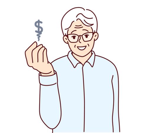 Old man giving business advice  Illustration