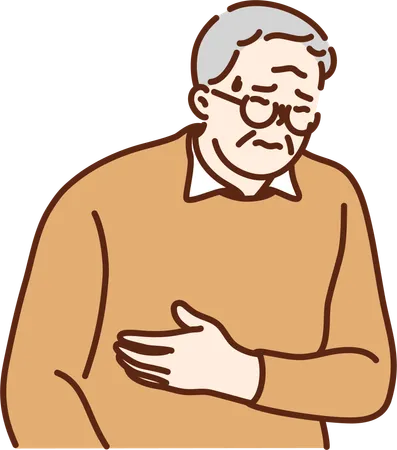 Old man have stomach pain  Illustration
