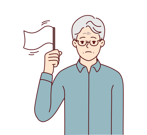 Old man holding flag  Illustration