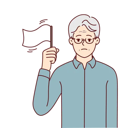 Old man holding flag  Illustration