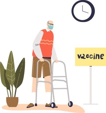Old man in hospital get vaccinated for corona virus prevention Illustration