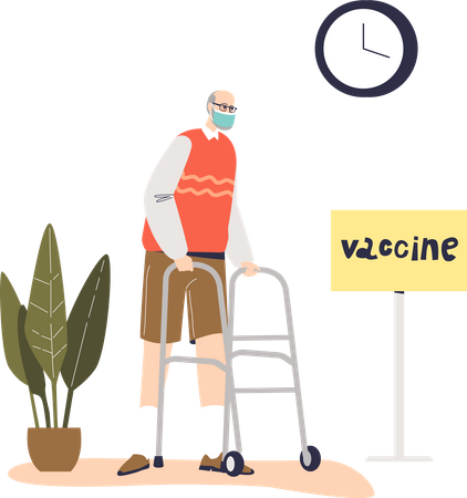 Old man in hospital get vaccinated for corona virus prevention  Illustration