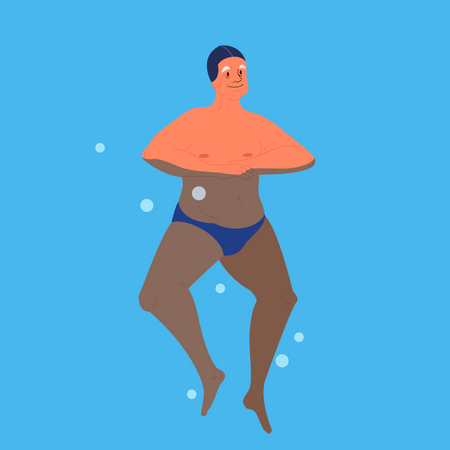 Old man in swimming pool Illustration
