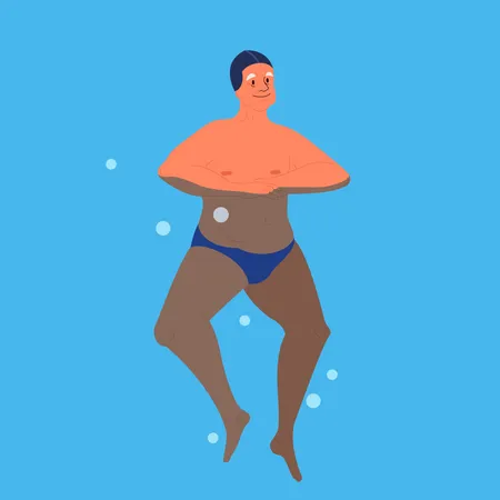 Old man in swimming pool  Illustration