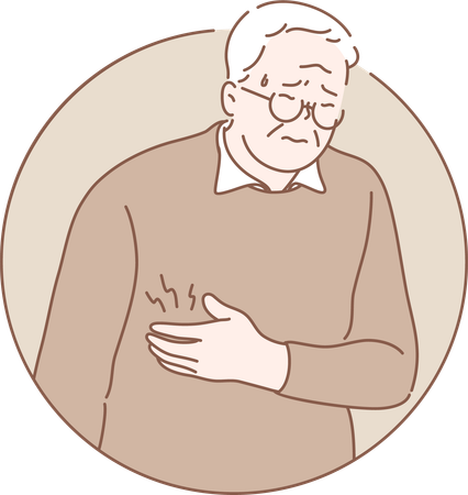 Old man is having stomach pain  Illustration