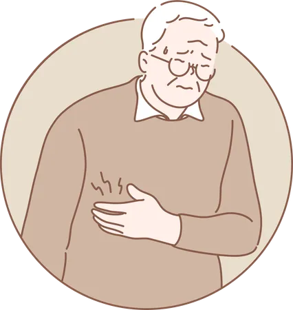 Old man is having stomach pain  Illustration