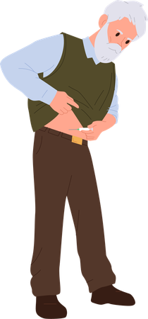 Old man is injecting himself on stomach  Illustration