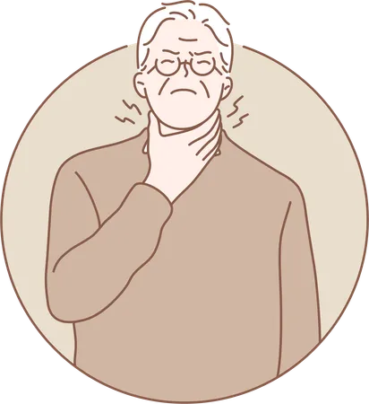 Old man is suffering from cough  Illustration