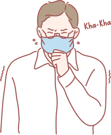 Old man is suffering from cough  Illustration