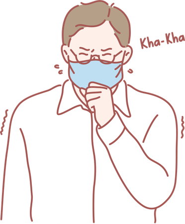 Old man is suffering from cough  Illustration