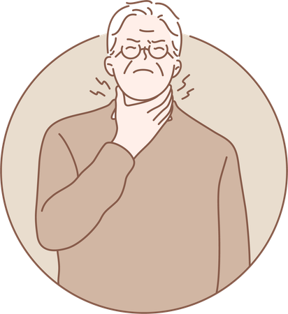 Old man is suffering from cough  Illustration