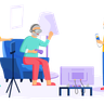 illustration for old man playing game