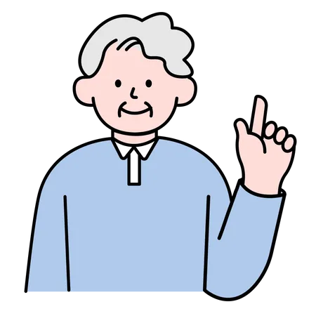 Old Man Pointing Finger  Illustration
