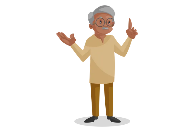 Old man pointing his finger Illustration