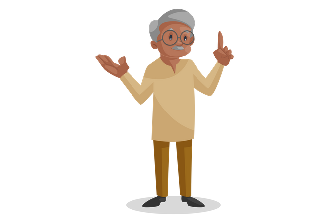 Old man pointing his finger  Illustration