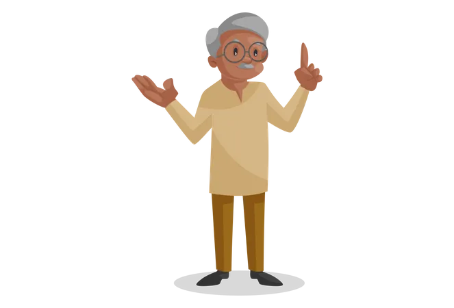 Old man pointing his finger  Illustration