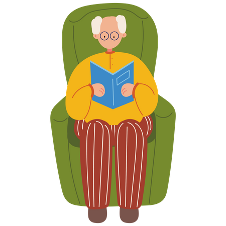 Old man reading book  Illustration