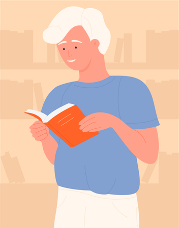 Old man reading book  Illustration