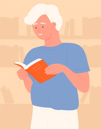 Old man reading book  Illustration