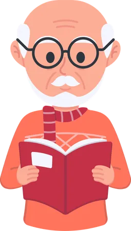 Old man reading book  Illustration