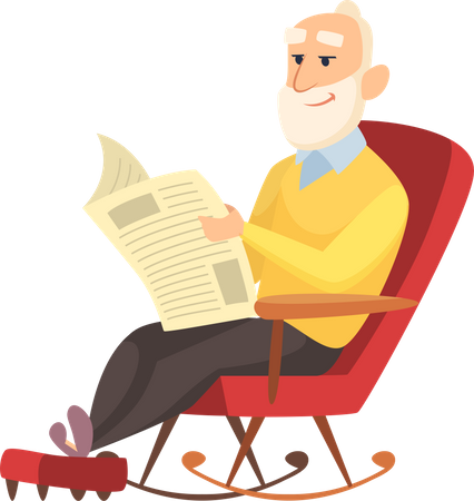Old man reading newspaper  Illustration