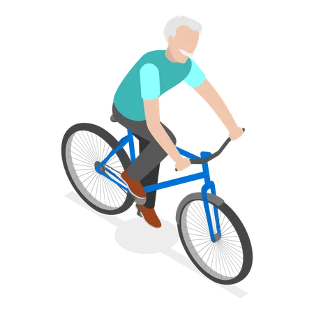Old man riding bicycle  Illustration