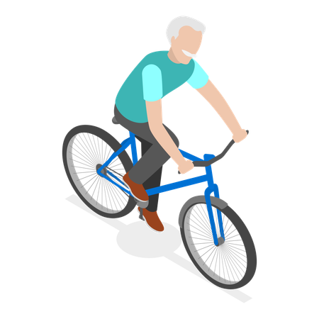 Old man riding bicycle  Illustration