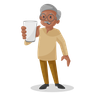 illustration for old man showing glass