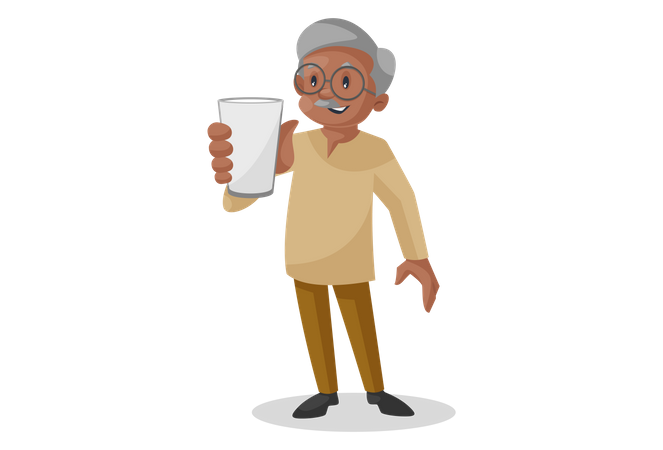 Old man showing Glass  Illustration