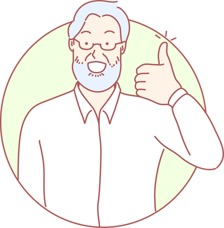 Old man showing thumbs up  Illustration
