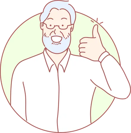 Old man showing thumbs up  Illustration