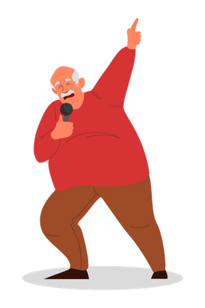Old man singing song Illustration