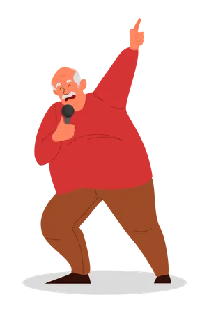 Old man singing song  Illustration
