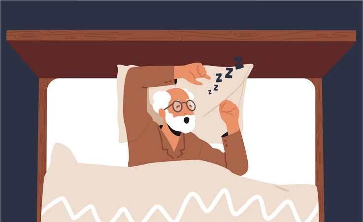 Old man snoring while sleeping Illustration