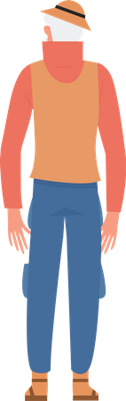 Old man standing confidently  Illustration