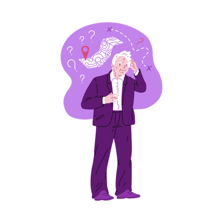 Old man suffers from Alzheimer's disease  Illustration