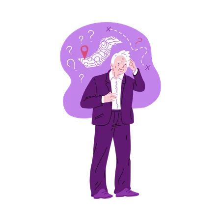 Old man suffers from Alzheimer's disease  Illustration